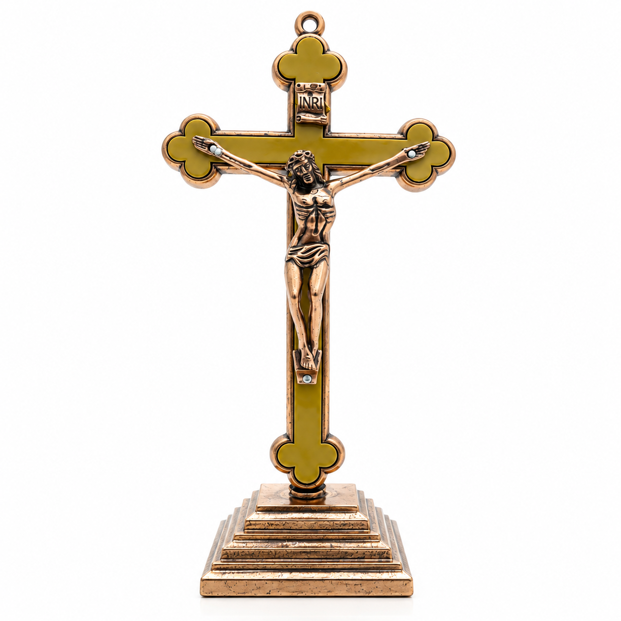 Ornate Bronze Crucifix on Stepped Base