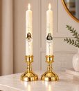 Symmetrical Devotional Candles on Silver Stands 03 Symmetrical Devotional Candles on Silver Stands 03