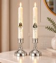 Symmetrical Devotional Candles on Silver Stands 03b Symmetrical Devotional Candles on Silver Stands 03b